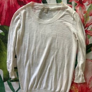 J. Crew White Lightweight Crewneck Sweater